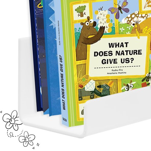 PruQuaiy 2 Pack Magnetic Book Shelf - Acrylic Reusable Display Panel for Whiteboards, Classrooms & Home, Adhesive-Free Storage with 11lb Capacity (White)
