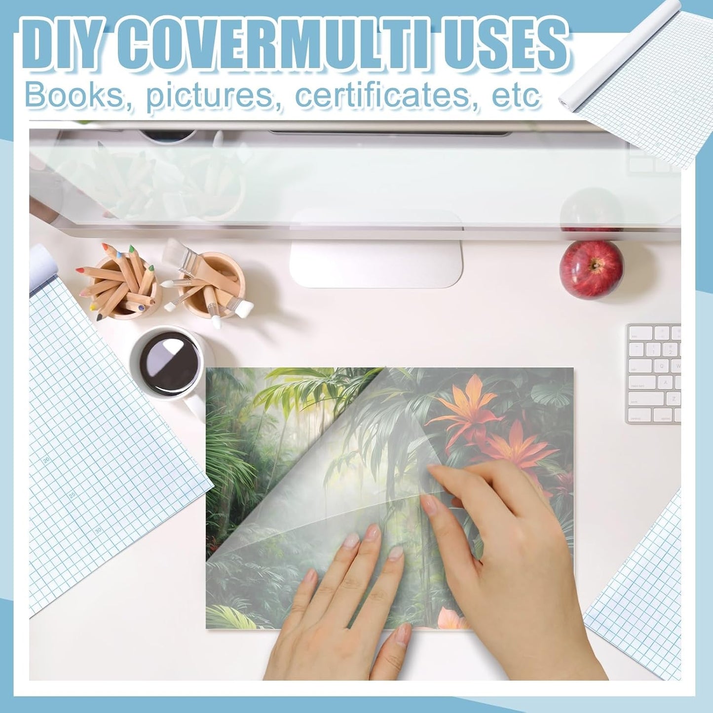 Skiennix Clear Contact Paper Roll - 18" x 10 ft Self-Adhesive Book Cover Protector for Crafts