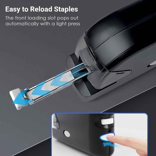 Kissdeer Electric Stapler with 1000 Staples & Staple Remover, Compact Palm-Sized Design, 20-Sheet Capacity, AC Adapter/Battery Powered, Ideal for School or Office Use, Fits No.10 Staples, White