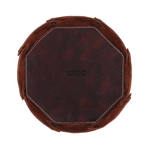 Londo Genuine Leather Round Tray Organizer - Practical Storage Box for Wallets, Watches, Keys, Coins, Cell Phones and Office Equipment