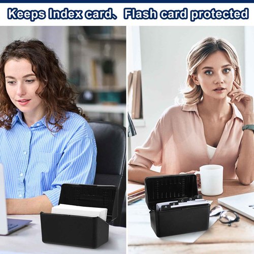 Fuutreo 12 Pack 3x5 Organizer Index Card Box Flash Note Index Card Holder Case for Recipes Addresses(Black)