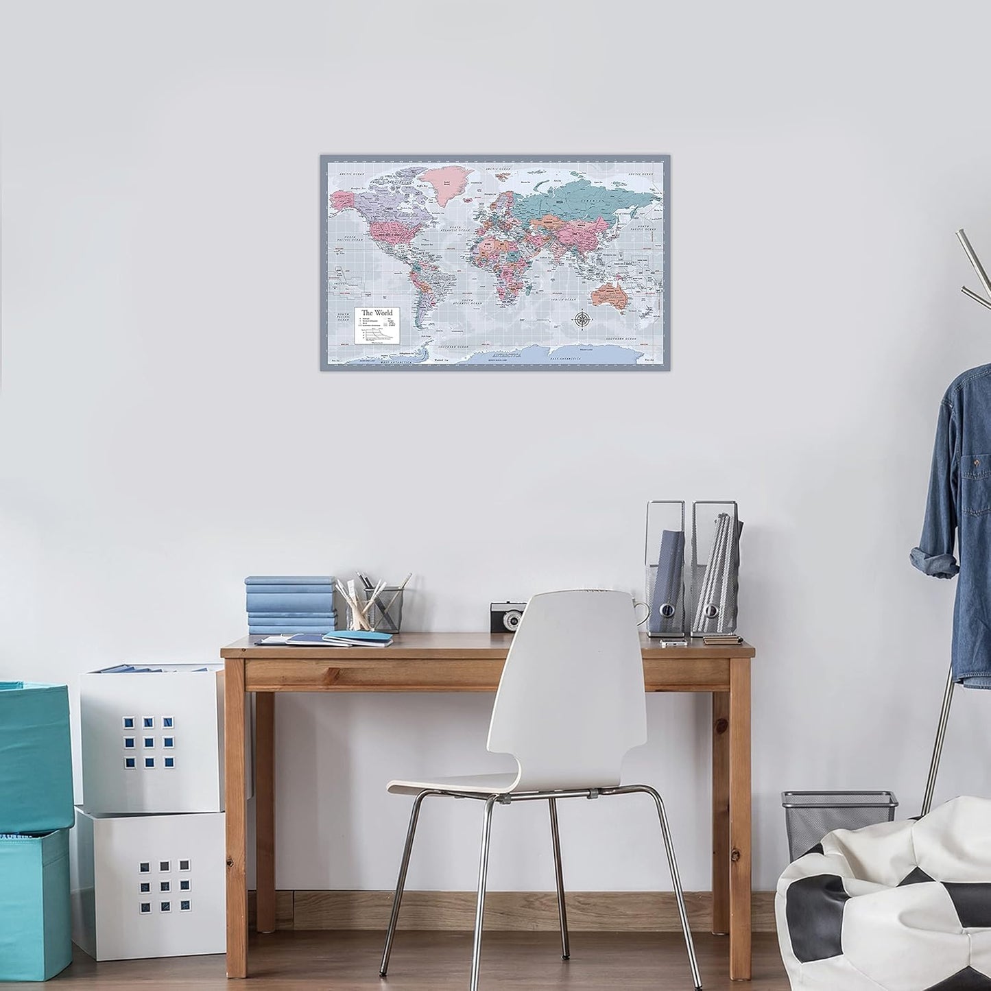 Laminated World Map Poster - Wall Chart Map of Earth - 18" x 29" (Purple)