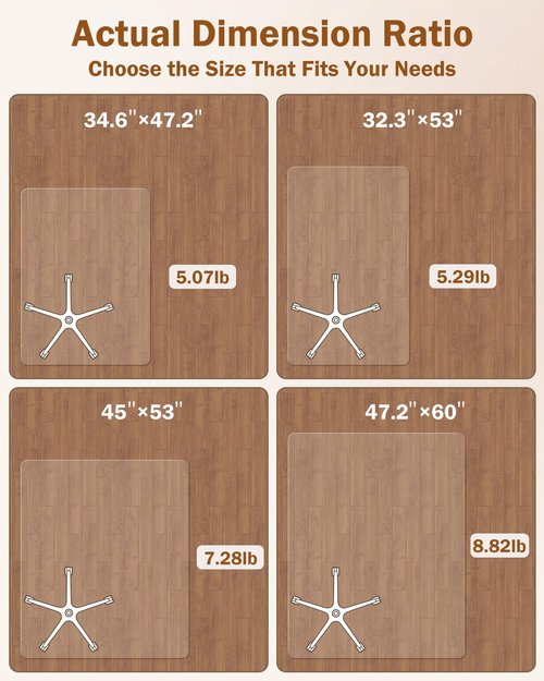 Blvornl Frosted Clear Chair Mat for Hardwood Floor, 32.3"*53" Hard Material Office Chair Mat, Memory Plastic Computer Chair Pad for Rolling Chairs, Desk Floor Rug for Office and Home
