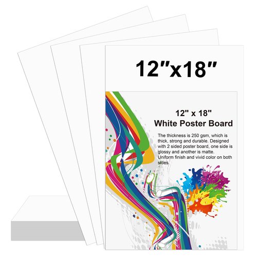 10 Pcs 12" x 18" Poster Board White Poster Board Paper Bulk 250 GSM Thickness Vision Boards Smart PosterBoard for Drawing School Arts Craft Projects Presentations Scrapbooking Blank Graphic Display