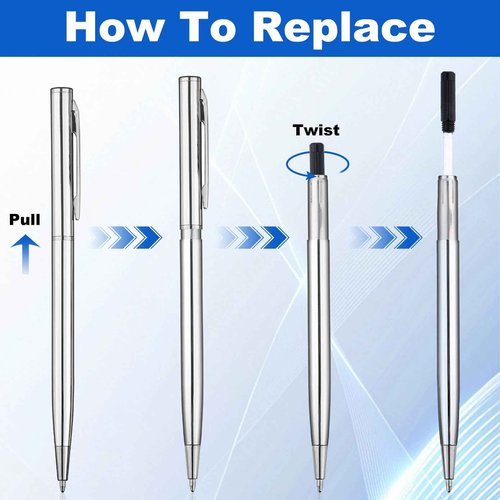 Enjamyo 100 Pcs Ballpoint Pens Bulk,Slim Metal Retractable Ballpoint Pens,1 mm Medium Point Smooth Writing Pen for Wedding Business Teachers Office Supplies,Black Ink (Silver)