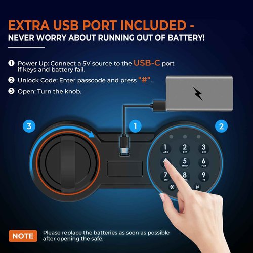 Bostra Fireproof Safe Box with Sensor Light, Digital Keypad, for Home - 0.5 Cubic Small Safe with Keys & Pass Code for Cash, Jewelry