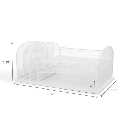 Safco Onyx Mesh 3 Sorter, 3 Tray Desktop Organizer 3254WH, White Powder Coat Finish, Durable Steel Mesh Construction