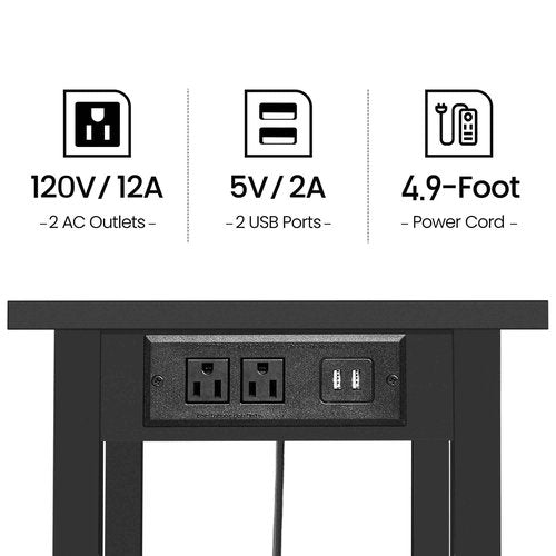 TUTOTAK 3 Tier Printer Stand, Rolling Printer Cart with Power Outlets and USB Ports, Mobile Printer Table with Wheels, for Under Desk, Office, Home, Greige PS02BK001