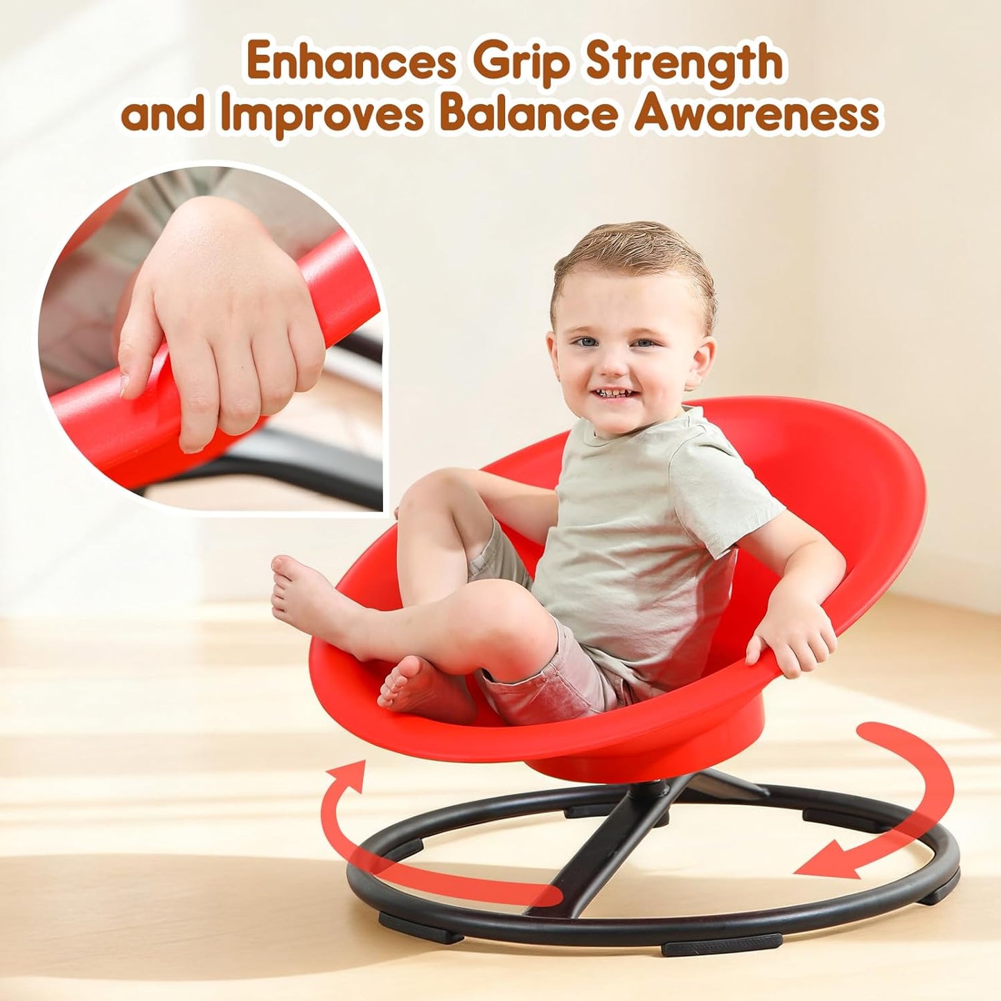 Skiennix Spinning Chair - Sensory Swivel Toy for Autistic Kids Age 3+ | Enhances Motor Skills (Red)
