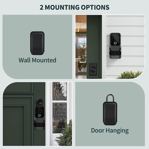 Moquin Smart Key Lock Box, TTLock APP Control, Fingerprint, Manual Keys, Access Card, EKey and Passcode Unlock, Electronic Bluetooth Wireless Lock Box for Airbnb Realtor House Office