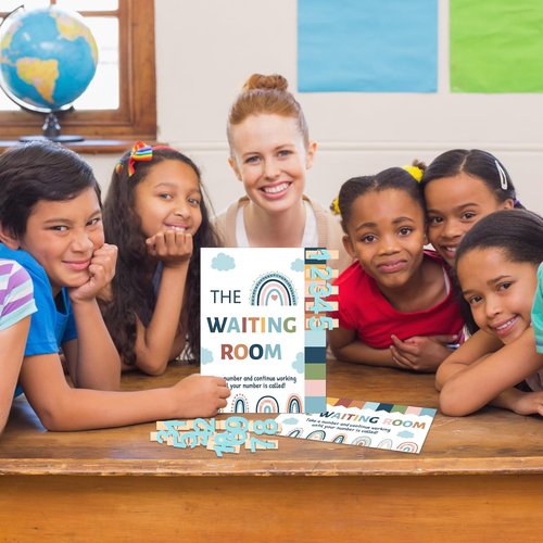 Boho Classroom Management Waiting Room Clip Chart Teacher's Helper Waiting Room Poster Wooden Number Clips for Back to School Elementary Classroom Must Haves Teacher Supplies Bulletin Board Decor