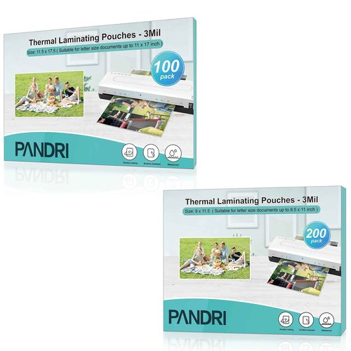 PANDRI 300 Pack Laminating Sheets, 3 Mil, Holds Letter & Tabloid Sizes, Clear Round Corner
