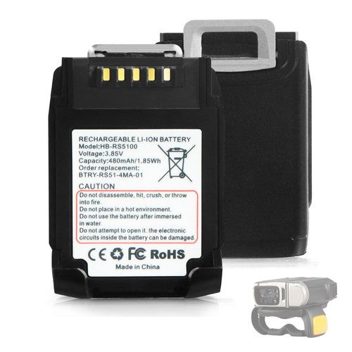 For Zebra RS5100 Scanner Battery Replacement: RS5100 RS51 BT-000397 BT-000398 2D Bluetooth Ring Scanner Battery for BTRY-RS51-7MA-01 BTRY-RS51-4MA-01 RSBT5 RS51B0 RS61 RS6100 Lithium Batteries 480mAh