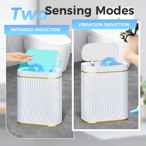 steo spce Automatic Motion Sensor Bathroom Small Trash Can with Lid, 2.6 Gallon Touchless Slim Garbage Can, Smart Waterproof Trash Bin for Bedroom, Restroom, Living Room, Office