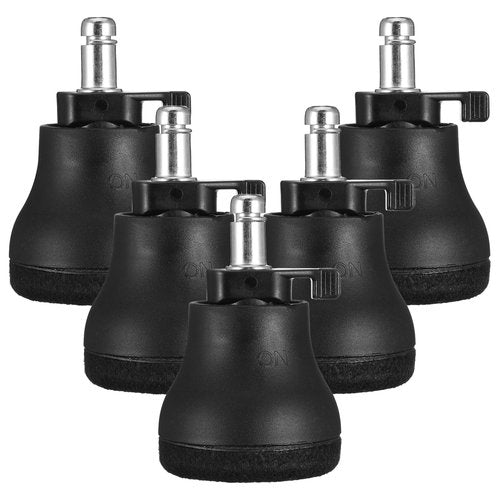 5PCS Bell Glides Replacement Office Chair Feet - Swivel Chairs Stopper & Caster Replacement Feet for Hardwood Floors, On/Off Setting, Stationary Office Chair Glides - Black