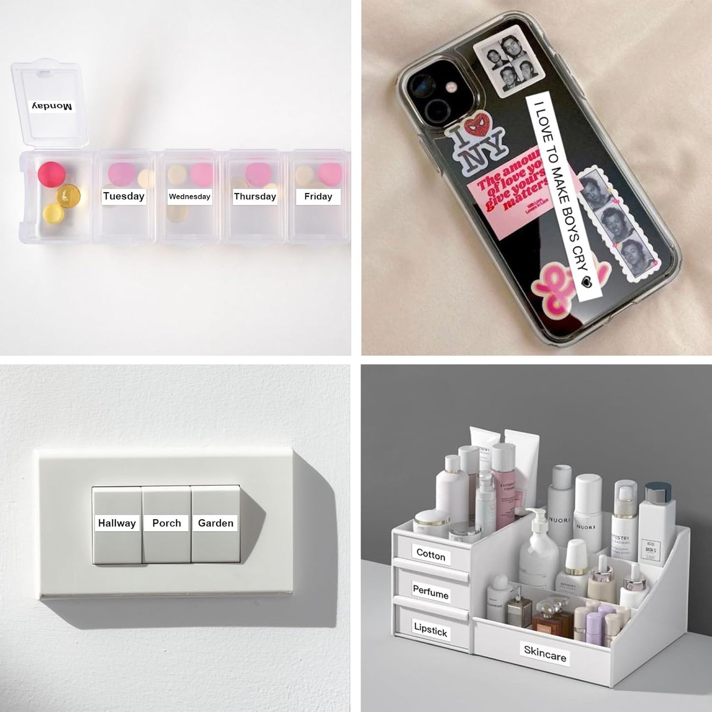 SUPVAN E10 Bluetooth Label Maker - Inkless, Waterproof Labels with 35 Fonts & 1,000+ Icons | Black