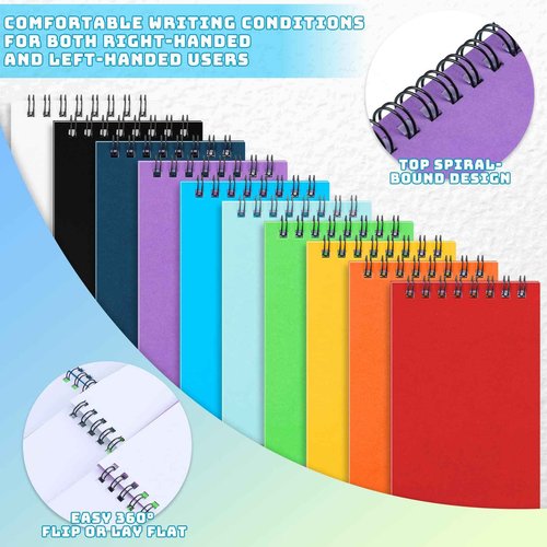 Kisston 120 Pcs Top Bound Memo Books Bulk Memo Notebooks 25 Sheets/pad Mini Memorandum Small Wirebound Spiral Notepad Paper Pocket Notebook for Home Office(3 x 5 Inch,Classic Color)