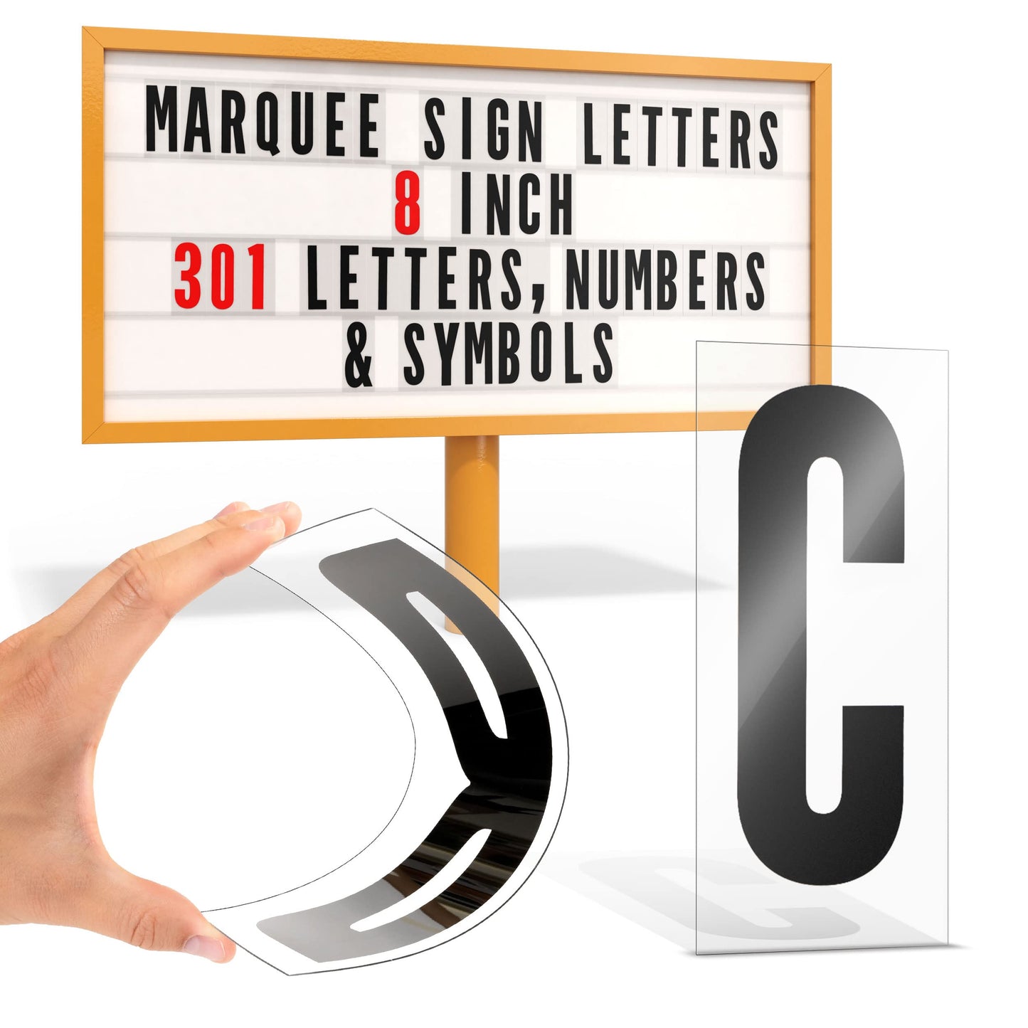 Houseables Marquee Letters, Sign Letters, Letter Sign, Outdoor, Plastic, Plexiglass, Changeable, for Board, Readerboard, Billboard, Church, 8 Inch Character on 9 in Panel, 301 PC, w/Numbers