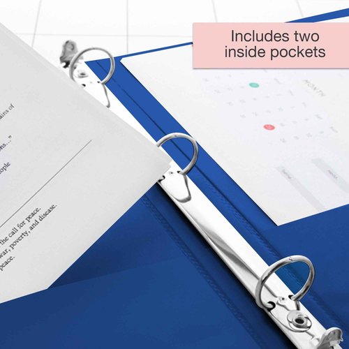 BAZIC Products 3 Ring Binder 1" Economy View Binders Organizer - Blue, Round Ring, Hold 175 Sheets Paper, for School Office Home, 12-Count