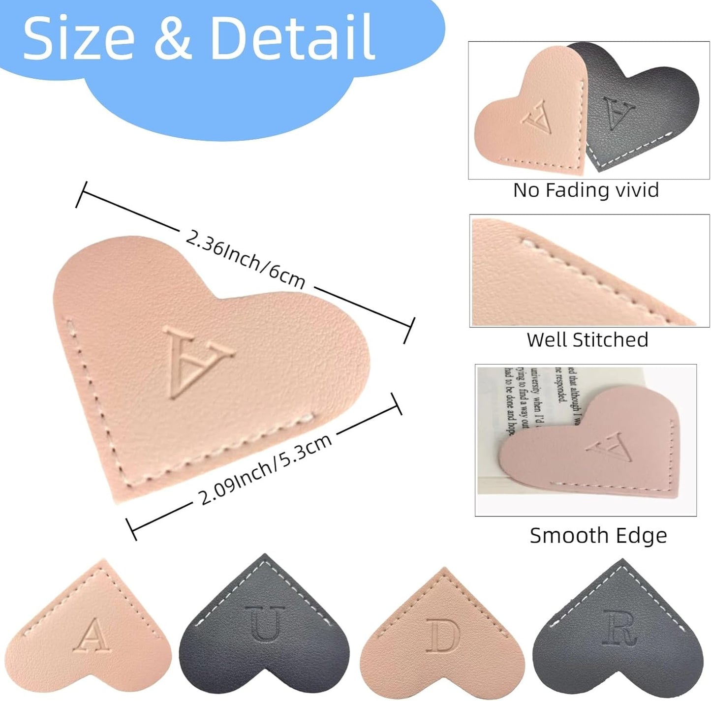 Skiennix Personalized Leather Bookmarks - Unique Heart-Shaped Gift for Book Lovers | Pink