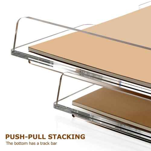 2 Pack- Stackable Paper Letter Tray, Enlarged A4 File Desk Organizer Acrylic Desk Organizers and Accessories Sorter Tray, Clear Workspace Office Supplies Organizers, 13.78inx9.25inx3.62in