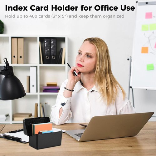 12 PCS Index Card Holders, 3” x 5” Index Card Organizer Box, Note Card Stationery Holder, Flash Card Container, Plastic Storage Box for Office Supplies, Business Cards, Recipes, Addresses