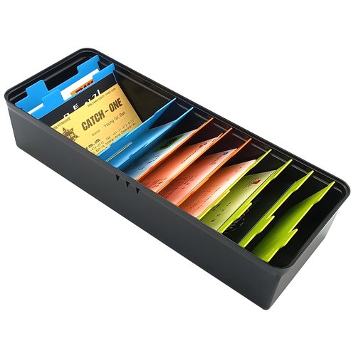 GARASANI 8 Divider Business Card Holder for Desk, Business Card File Card Storage Box Organizer, Large Capacity for About 500 Cards, Index Card Storage Box