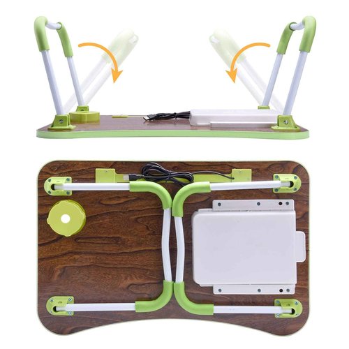 Slendor Lap Desk with Tablet Slot, Foldable Laptop Table with Storage Drawer for Bed，Portable Bed Desk for Laptop, Computer Tray with Cup Holder Notebook Stand Reading Holder for Couch Floor, Green