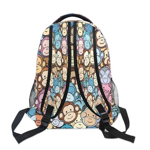 senya School Backpack Blue Brown Grey Monkey Teens Girls Boys Bookbags Travel Schoolbag