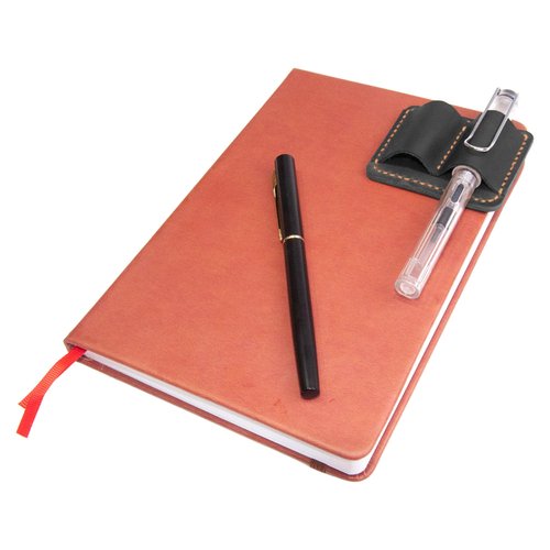 Turbosnail Handmade Leather Pen Holder Clip Notebook Pen Loop Stylish, Leather Pen Holderfor Books, notebook pen pencil holder clip and Practical Pen Organizer (Black)