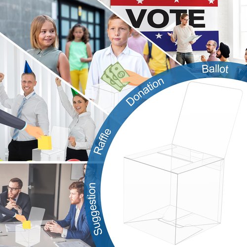 Bouiexye 3 Pack Raffle Boxes with Slot Ballot Box, Raffle Box Suggestion Boxes Donation Box for Fundraising Collecting Card Tickets and Voting Contest with Erasable Color Pens(Clear)