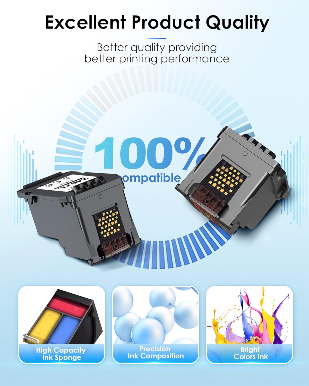 PG-240XL/CL-241XL Ink Cartridges Replacement for Canon 240XL 241XL Combo Pack 240 241 Printer Ink for PIXMA MG3620 MG3600 TS5120 TS5100 MG3220 MG3520 MG2120 MX472 (1 Black, 1 Tri-Color)