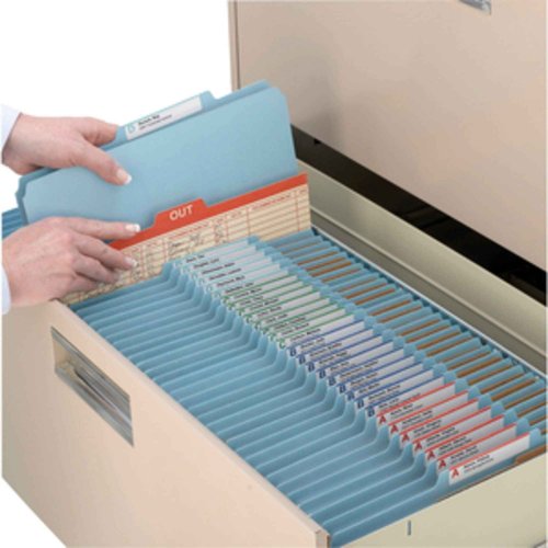 Smead Pressboard Classification File Folder with SafeSHIELD Fasteners, 2 Pocket Dividers, 2" Expansion, Letter Size, Blue, 10 per Box (14081)
