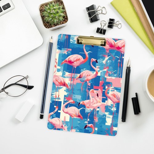 Pink Flamingo mini clipboard Cute Hard Board for Soccer Truck Driver Size 9 x 12