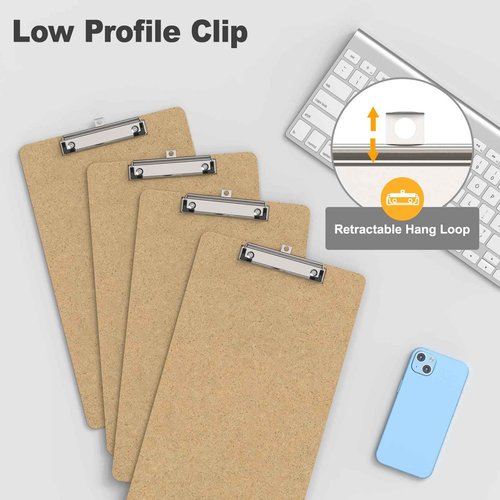 Juvealoe Legal Size Wood Clipboard Set 25, 8.5 x 14 Long Clip Board with Low Profile Clip, Suitable for Legal Lawers and Business, Size 9 x 15.5 in, Office Supply