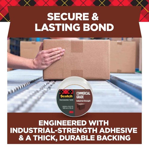 Scotch 3750 Commercial Grade Packaging Tape – Heavy Duty Clear Packing Tape, 1.88"" x 54.6 yd per Roll (6 Rolls) – Strong Hot Melt Adhesive for Shipping, Moving, Warehouse & Industrial Use