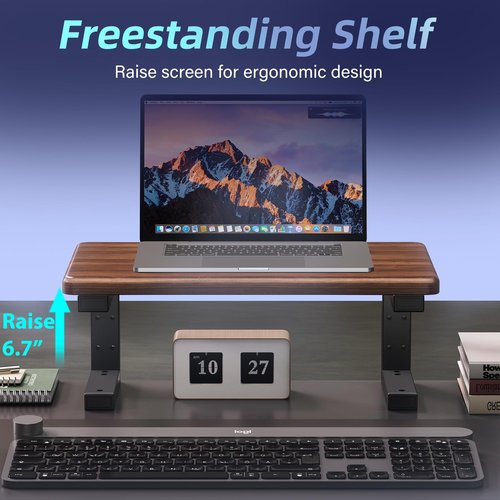 3 in 1 Clamp on Desk Extension & Monitor Shelf,16.5" Desktop Organizer, Adjustable Height Heavy Duty Desk Shelf Organizer for Gaming,Printer Stand,Computer Monitor and Laptop Riser,Office Accessories