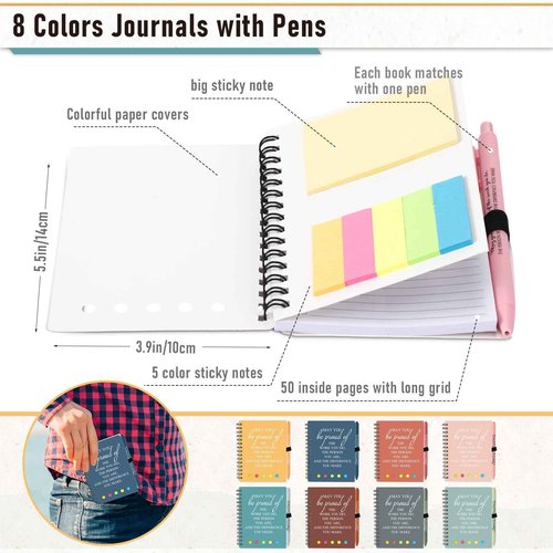 Resurhang 48 Pcs/24 Set Christmas Employee Appreciation Gift for Coworkers Staff Teacher Nurse Practitioner Positive A6 Spiral Journal Notebook with Pen for Team Gift(Fresh Color,May You)