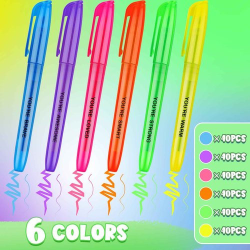 Tcevily 240 Pcs Highlighter Bulk, Back to School Students Gift Motivational Highlighter Markers Inspirational Chisel Tip Highlighters Pens Bundle for School Party Favors (240)