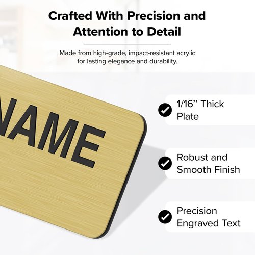 My Sign Center Custom Engraved Name Tags - Durable Magnetic 1" x 3" Acrylic | Personalized Design