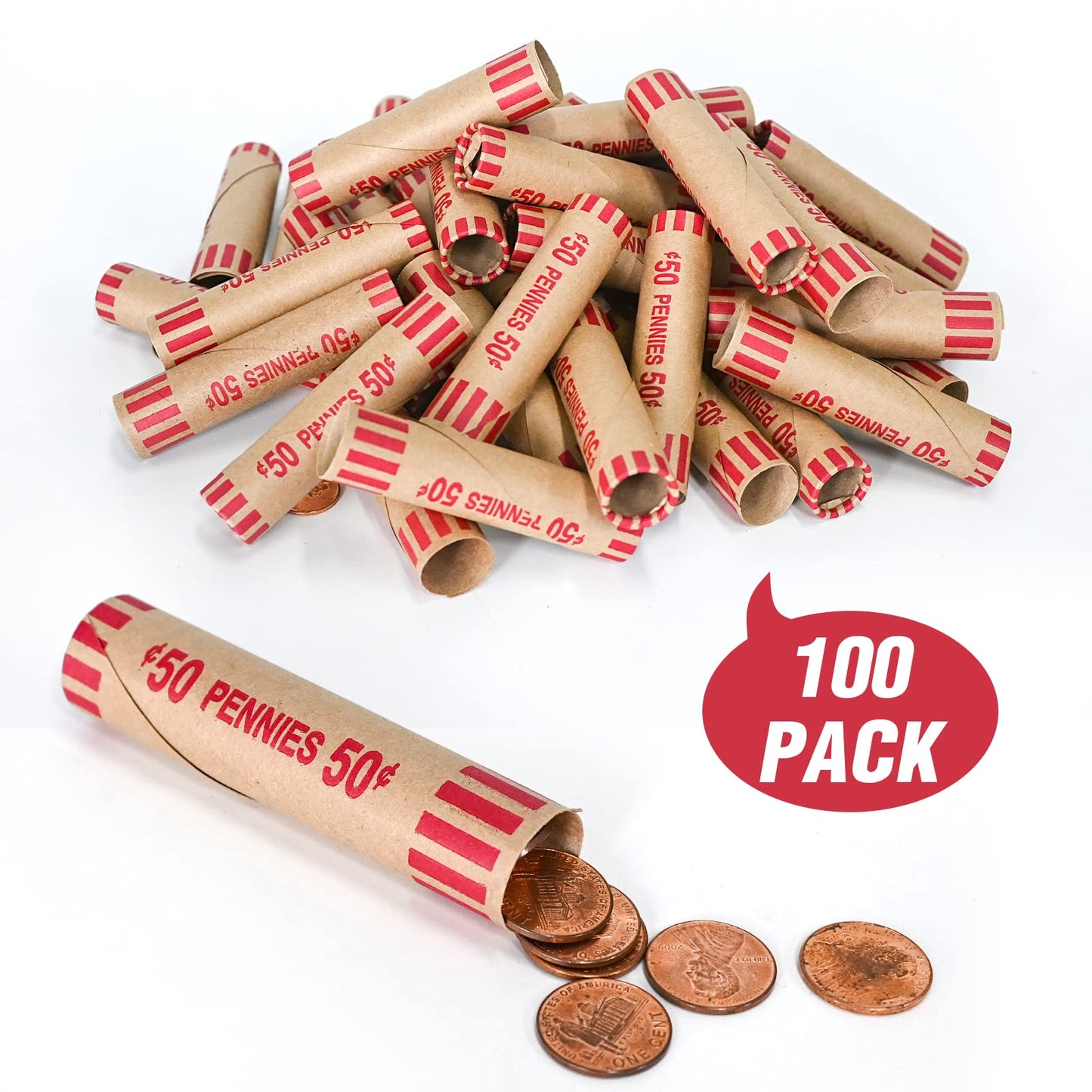 L LIKED 100 PCS Preformed Coin Wrappers Rolls-Pennies
