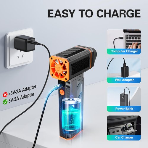 Electric Air Duster Rechargeable 130000RPM Super Power Air Blower Cordless 3 Gear Adjustable Hand Held Blower Turbo Compressed Air Duster Portable Mini Dust Blower for Computer Keyboard House Outdoor