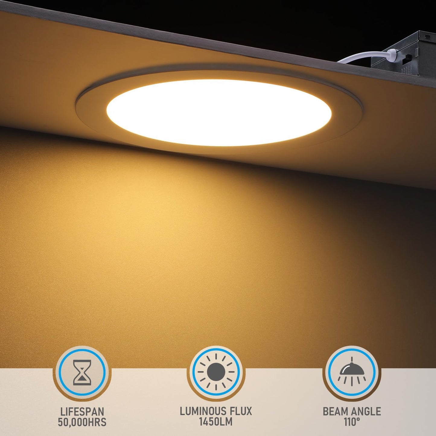 **TORCHSTAR 8-Inch Ultra-Thin LED Recessed Ceiling Light - 5CCT Selectable, Dimmable, Pack of 6**