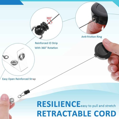 Mimorou 150 Pcs Black Retractable Badge Reels Bulk Holders Reels Clip with Alligator Swivel Clip by ID for School Office Supplies