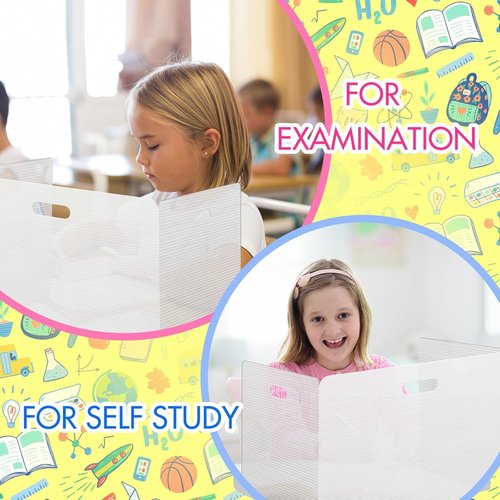 24 Pcs Desk Dividers for Students Plastic Privacy Folders Sturdy and Waterproof Test Privacy Shields Easy to Clean Classroom Test Dividers for School Teacher Student Study Supplies