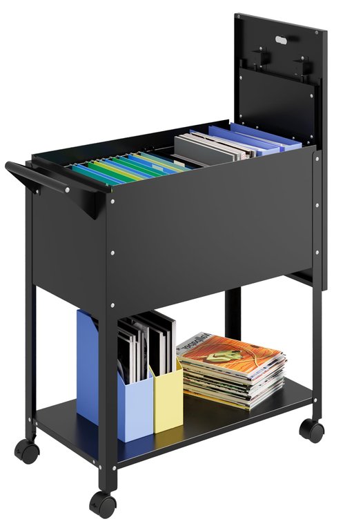 Mobile File Cart with Lock, Rolling File Cabinet Hanging Letter/Legal Size with Lockable Sliding Cover, Office File Organizer on Wheels
