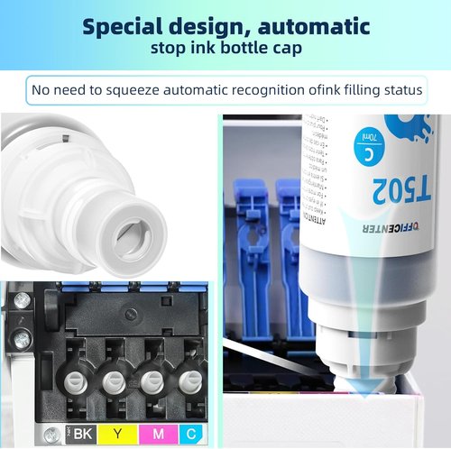 OFFICENTER 10-Pack Ink Refill Bottles - Compatible with Ecotank ET-2800, ET-2720, ET-4800 Printers
