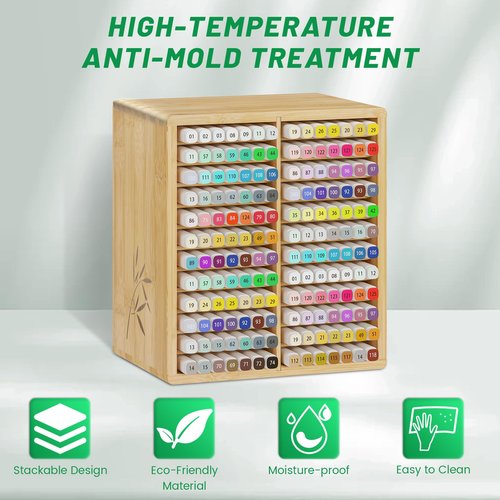 Marker Organizer Compatible with Ohuhu Markers, 168 Solt Holder, Bamboo