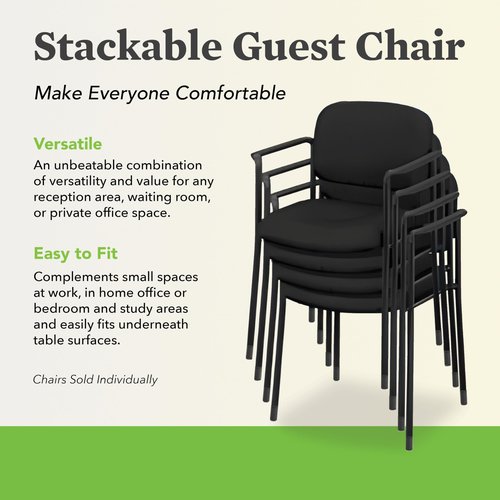 basyx by HON HVL606 Stacking Guest Chair | Charcoal Fabric