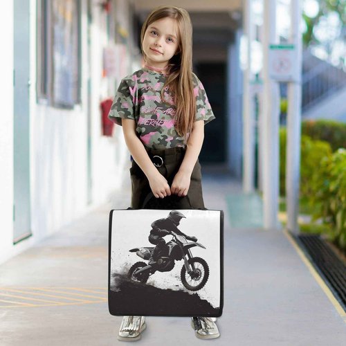 KEEPREAL Motocross Rider Zipper Binder for School with Shoulder Strap & Extra Pockets - 1.5 Inch 3-Ring Binder Holds 500+ Sheets, Textbooks, Laptop